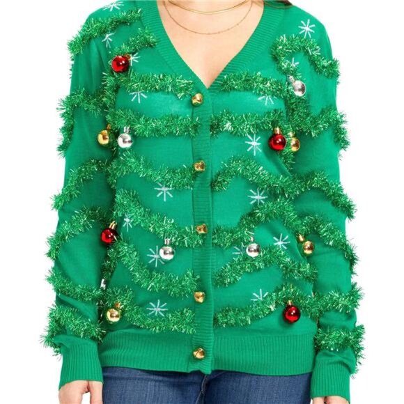 Tipsy Elves Women’s Ugly Christmas Sweaters Cardigan – Fun Patterns & Animals - Picture 4 of 6